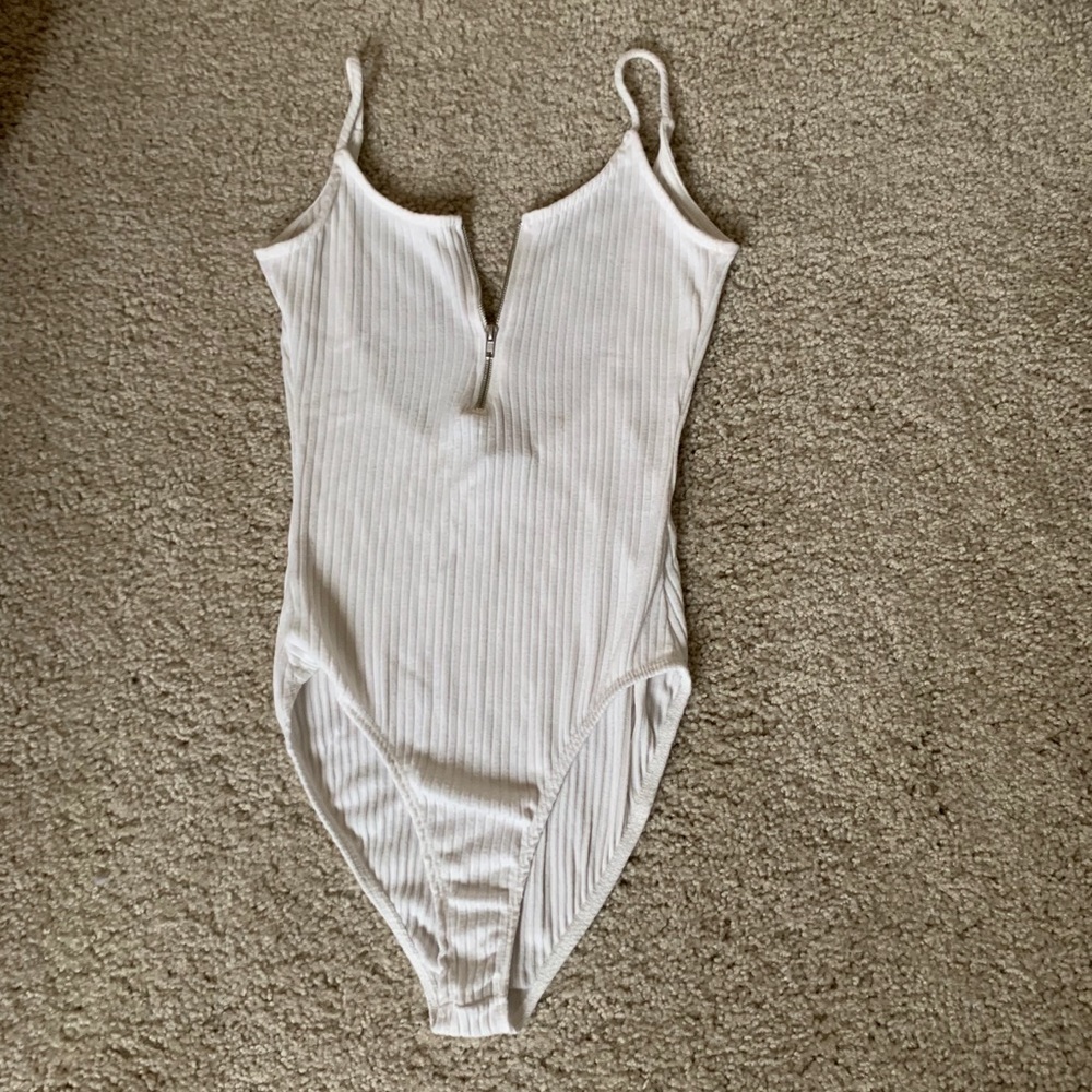 Charlotte Russe white backless bodysuit Size S